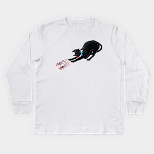 Black Cat Hissing Kids Long Sleeve T-Shirt